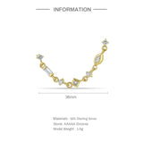 Crystal Chain 925 Silver Earring Stud Piercing 18K Wedding Christmas