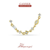 Crystal Chain 925 Silver Earring Stud Piercing 18K Wedding Christmas