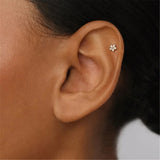 Crystal Flower 925 Silver Earring Stud 16G Thread 18K Accessory