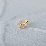 Crystal Flower 925 Silver Earring Stud 16G Thread 18K Accessory