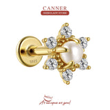 Flower Pearl 925 Silver Earring For Women Stud Earring 16G Piercing