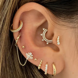 925 Silver Hoop Earring Diamond 18K Fine Jewelry