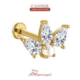 Marquise Pearl 925 Silver Stud Earring Women 16G Thread Piercing Fine Jewelry