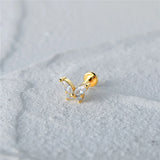 Marquise Pearl 925 Silver Stud Earring Women 16G Thread Piercing Fine Jewelry