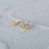 Marquise Pearl 925 Silver Stud Earring Women 16G Thread Piercing Fine Jewelry