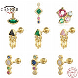 Colorful Zircon 925 Silver Stud Earrings for Women Kids
