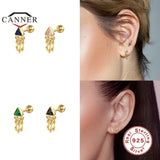 Colorful Zircon 925 Silver Stud Earrings for Women Kids