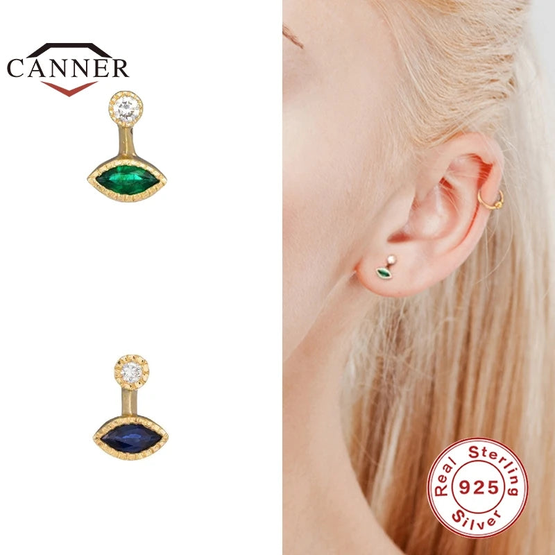 Colorful Zircon 925 Silver Stud Earrings for Women Kids