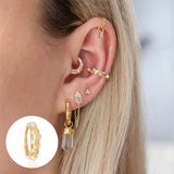 Crystal 925 Silver Hoop Earring Zircon 18K Wedding Jewelry