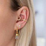 Crystal 925 Silver Hoop Earring Zircon 18K Wedding Jewelry