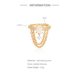 925 Silver Hoop Earring Initial Zirconia Tassel Wedding Jewelry