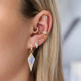 925 Silver Hoop Earring Initial Zirconia Tassel Wedding Jewelry