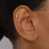 Triangle Pearl 925 Silver Earring Stud 16G Thread Piercing Jewelry