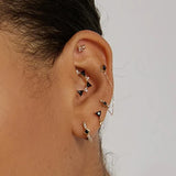 Triangular Zircon 925 Silver Earring Hoop Piercing Aros Fine Jewelry