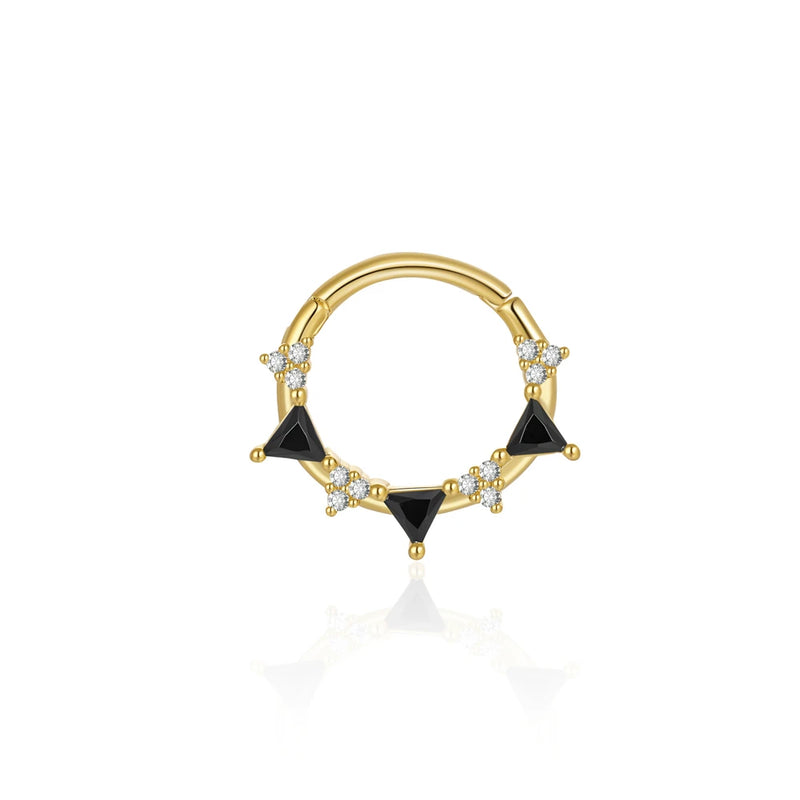Triangular Zircon 925 Silver Earring Hoop Piercing Aros Fine Jewelry