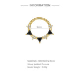 Triangular Zircon 925 Silver Earring Hoop Piercing Aros Fine Jewelry