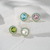 Turquoise 925 Silver Earring Stud Gems Fine Jewelry Mom Gift