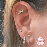 Flat Studs Lip Rings Stud Earrings 925 Silver Piercing Earrings