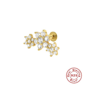 Flat Studs Lip Rings Stud Earrings 925 Silver Piercing Earrings