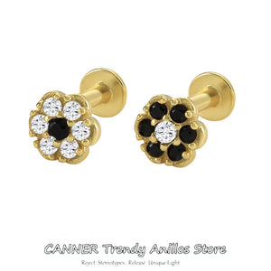 Flat Studs Lip Rings Stud Earrings 925 Silver Piercing Earrings
