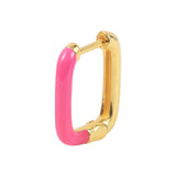 925 Sterling Silver U-Shape Enamel Earrings Vintage Style For Women