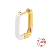 925 Sterling Silver U-Shape Enamel Earrings Vintage Style For Women