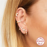 925 Sterling Silver Stud Earring Zircon Tassel Wedding Party