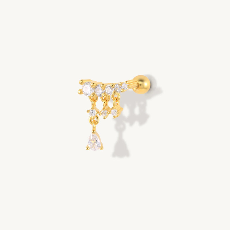 925 Sterling Silver Stud Earring Zircon Tassel Wedding Party