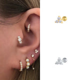 925 Silver Turquoise Diamond Stud Earrings Women Piercing