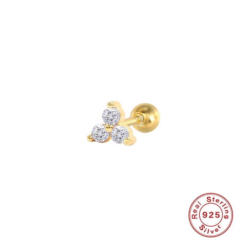 925 Silver Turquoise Diamond Stud Earrings Women Piercing