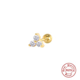 925 Silver Turquoise Diamond Stud Earrings Women Piercing