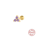 925 Silver Turquoise Diamond Stud Earrings Women Piercing