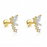 925 Silver Zircon Small Ear Cartilage Stud Earrings for Women