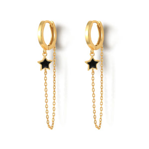 925 Silver Chain Earring CZ Moon Star Heart Flower Piercing
