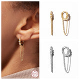 925 Silver Chain Earring CZ Moon Star Heart Flower Piercing