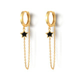 925 Silver Chain Earring CZ Moon Star Heart Flower Piercing
