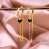 925 Silver Chain Earring CZ Moon Star Heart Flower Piercing