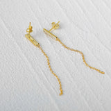 Sterling Silver Tassel Chain Earrings Cubic Zirconia Pearl Piercing