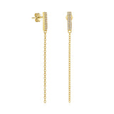 Sterling Silver Tassel Chain Earrings Cubic Zirconia Pearl Piercing