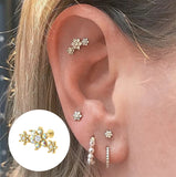 3 Flowers Silver 925 Stud Earrings For Women