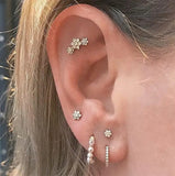 3 Flowers Silver 925 Stud Earrings For Women