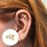 3 Flowers Silver 925 Stud Earrings For Women