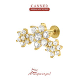 3 Flowers Silver 925 Stud Earrings For Women