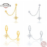 925 Silver CZ Zircon Double Piercing Stud Earrings for Women