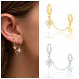 925 Silver CZ Zircon Double Piercing Stud Earrings for Women