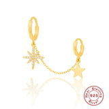 925 Silver CZ Zircon Double Piercing Stud Earrings for Women