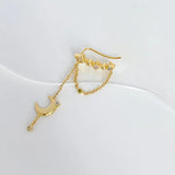Sterling Silver Earcuff Geometric Tassel Chain Zircon Earring