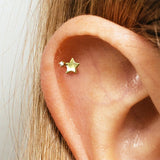 925 Silver Ins Star Stud Earrings Threaded Labret Jewelry for Women