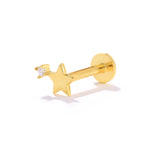 925 Silver Ins Star Stud Earrings Threaded Labret Jewelry for Women