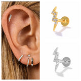 925 Silver Lightning Stud Earrings for Women Bijoux Femme Threaded Jewelry